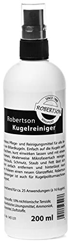 Robertson Billard Kugelreiniger & Politur, 200ml, Profi Ball-Cleaning Pool-/Snookerkugeln, effektiv mit Glanzeffekt, auch als Set mit Mikrofasertuch, Made in Germany (200 ml)