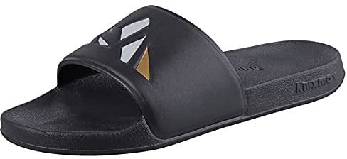 Knixmax Ciabatte Piscina Uomo Sandali da Mare Leggero Antiscivolo Pantofole per Spiaggia, Bagno, Doccia, Interni ed Esterni Nero 44/45EU