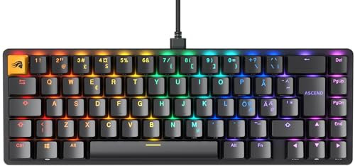 Glorious Gaming GMMK 2 Compact (65%) – Mechanisches Gaming-Keyboard, Aluminiumrahmen, anpassbar, Doubleshot-Kappen, Fox Schalter, tastenweise RGB, Nordisch QWERTY Layout - Schwarz