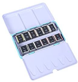 ETCHR Perlglanz-Aquarellfarben-Set mit 12 Stück – Aquarellfarben in Reisegröße,Goldfarben-Set – 12 metallische Aquarellfarben – 12 Farben Metallic Aquarellfarben-Set mit Schaupapier