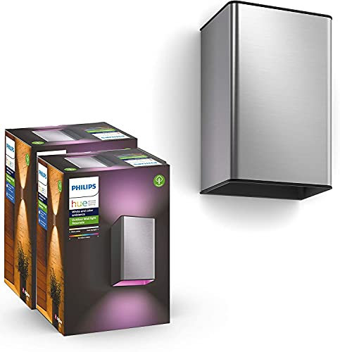 Philips Hue – Resonate Wandleuchte, 2er-Pack, Edelstahl, WACA, 2x8W