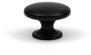 Handle & Home Box of 25 x Matt Black Kitchen Cupboard Knobs 38mm Diameter Single Fixing Dark Cabinet Unit Door Drawer Pull Furniture Replacement Upcycle
