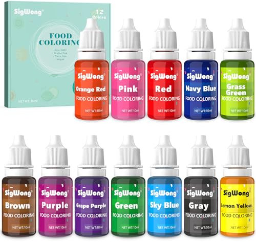 Food Coloring - 12 Color Concentrated Liquid Food Colouring Set - neon Liquid Food Color Dye for Baking, Decorating, Icing, Cooking DIY Crafts - 10ml Bottles