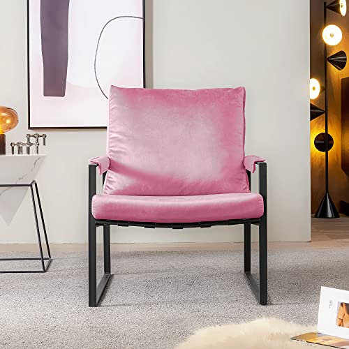 Fauteuil de salon avec coussin de bienvenue pour salon, bureau, salle à manger (rose)