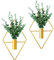 2 Pieces Diamond Shape Hanging Planters with Artificial Aquatic Plants Metal Hanging Vase Indoor Plants Holder Modern Geometric Wall Decor for Home Living Room Office (Gold,Eucalyptus)