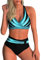 Adigaber Women's Two Piece Swimsuits Criss Cross Top Bikini High Waisted Bottom Tummy Control Bathing Suits Vintage Print Swimwear