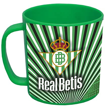 Real Betis Balompié- Taza, Desayuno, Menaje, Vajilla, Vaso, Microondas, Apto para lavavajillas, Color verde, Libre BPA, Producto oficial (CyP Brands)