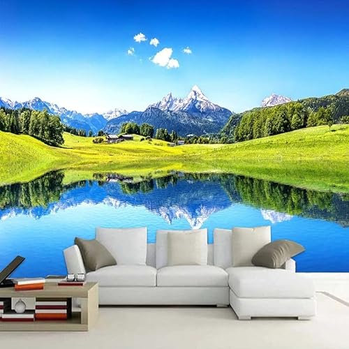 Custom Size Wall Murals,Nature Scenery Blue Lake,Removable Peel and Stick Self-Adhesive Wall Murals Large Photo Wallpaper