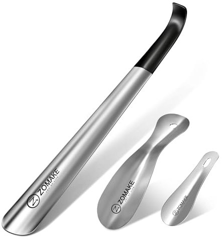 ZOMAKE 3pcs Chausse Pied Metal - Long 42cm/19cm/10cm Chaussé Pied Inox,Chausse-Pieds Adulte Manche Longs Personnes âGéEs et Enfants, Facile à Utiliser(3 Pièces Argent A)