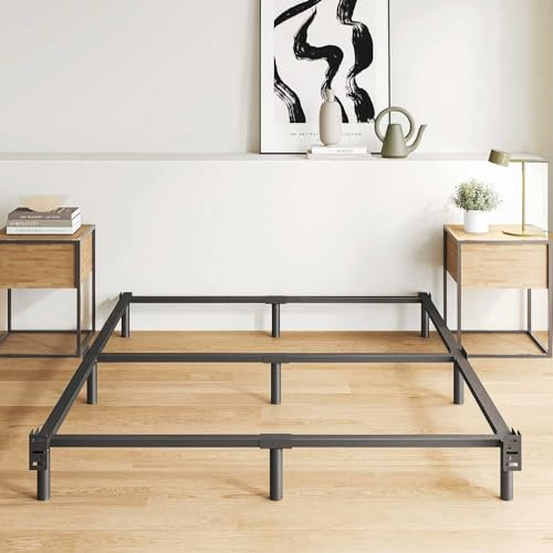 Bedsnus King Size Bettgestell, 17,8 cm, Metall-Basics, Bettgestell mit niedrigem Profil, Basis für Boxspringbett, 9-Bein-Stütze, geräuschfrei, einfache Montage, Schwarz