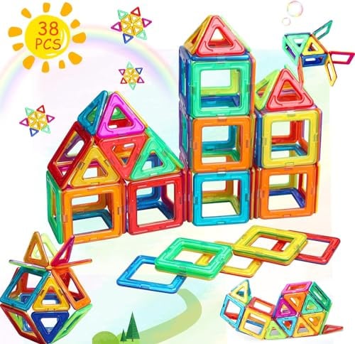 AUOLTE Magnetic building block toy for Kids toy for 3 year old STEM Early Educational Construction Magnetic Tiles Toys Building Set Gifts for Toddlers 3 4 5 6 7 8 9 Year Old Boys Girls kids Birthday