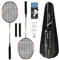 Zalava Badminton Set, 2 Badmintonschläger(2U) mit Tasche, 3 Federbälle, 2 Griffband, 2U Leichtgewicht Badminton Schläger für Training und Unterhaltung, Badminton Set für 2 Spieler