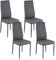 Baroni Home Esszimmerstühle 4er Set, Polsterstühle mit hoher Rückenlehne und ergonomischem Sitz, Elegante und Moderne Esstisch-Stühle aus Kunstleder mit Stahlrahmen, 40x48x9 cm, Grau