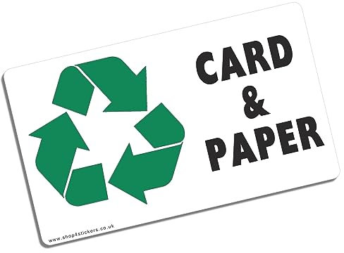1 x Aufkleber Karte und Papier Recyclingbehälter Umwelt Recycling Logo Schild Abfall Hygiene Hinweis Etikett 125x75mm Querformat CP1