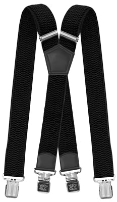 Fabio Farini – Bretelles homme 4 cm de large, élastiques et réglables avec 4 pinces métalliques extra solides en forme de X