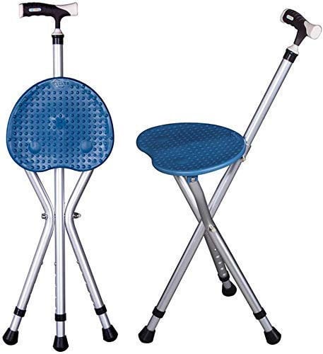 Verstellbare Krücken, klappbarer Sitzstock, Aluminium-Schalterstangen, dreibeiniger Sitzstock, Blaue Krücken