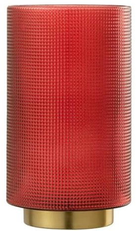 Photophore en Verre Quadrille 22cm Rouge