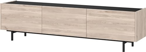 Germania Lowboard 1113-627 GW-Cantoria, in Eiche/Schwarz, mit DREI Klappen, 184 x 48 x 40 cm (BxHxT)