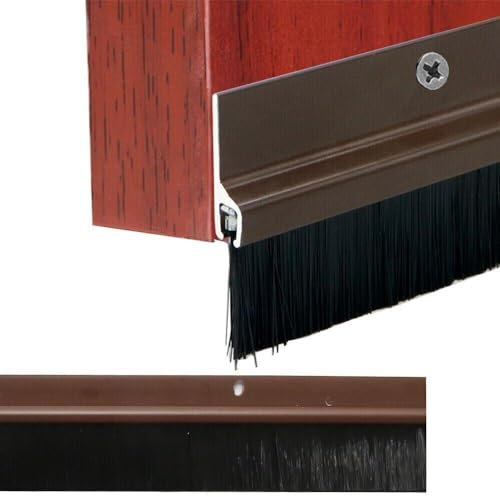 Buystarget Aluminium Door Brush Seal Strip Draught Excluder Metal Bottom Brush Sweep Bar 25 mm Heat Seal Energy Savings Brown