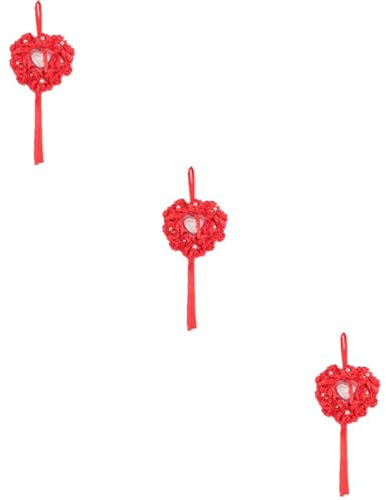 PACKOVE 3er-box Ringkissen Ring Zur Hochzeit Kopfkissen Mit Diamant Rot Strasssteine Braut