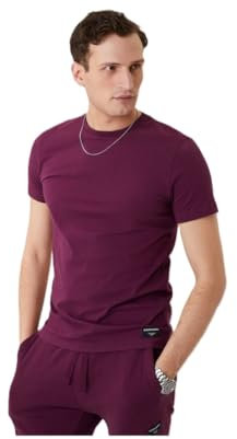 Björn Borg Bjorn Borg Herren Center T-Shirt, kurzärmelige Herren-T-Shirts, Rundhalsausschnitt, Baumwoll-T-Shirts für Herren, Grape Wine – Pe003, XL