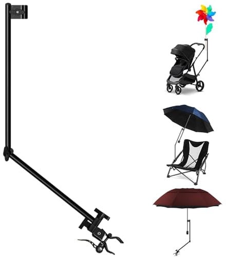 HOBVO Heavy Duty Umbrella Holder - Adjustable Clamp, Deck Mount, Universal Stand for Mobility, Patio, Stroller, Wheelchair, Beach Chair (Rod only)