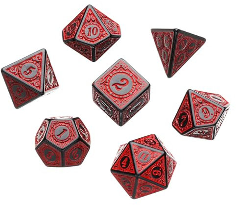 Un set di 7 modelli di motivi antichi complessi con più numeri personalizzati per la raccolta di dadi di gioco nei giochi da tavolo