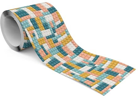 Muralo - Selbstklebende Bordüre - Tapetenbordüre Wandbördure - Dekorative Wandtatto für Wände, Möbel, Decken, Tapeten, Wandverkleidungen, Türen - Pastellfarbene Bausteine - Br.10cm x Hö.300cm