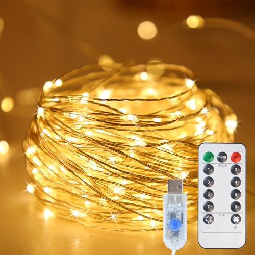 Melofo 10 Strands Fairy String Lights 3M/300 LED Waterfall Vine Tree String Lights Watering Can Lights USB Powered 8 Modes Copper Wire Lights with Remote Control for Wedding Christmas Home Decor(warm)