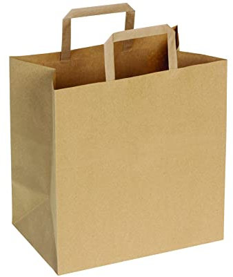 DeinPack 250 Papiertüten 26 x 17 x 26 cm I Umweltschonende Papier Tragetaschen Geschenktüten Papiertragetaschen biologisch abbaubar, kompostierbar I braune Papier Tüten