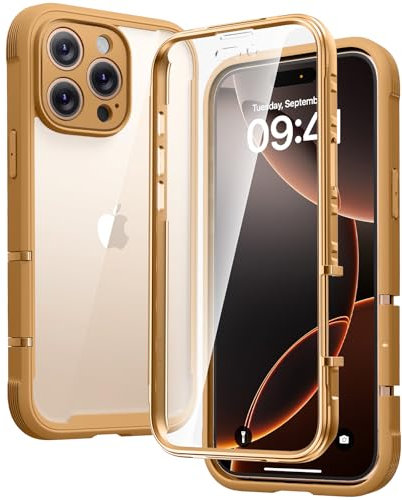 Diaclara Designed for iPhone 16 Pro Max Case, Full Body Rugged Case with Built-in Touch Sensitive Anti-Scratch Screen Protector, Integrated Camera Cover for 16 Pro Max 6.9 (Desert Titanium)