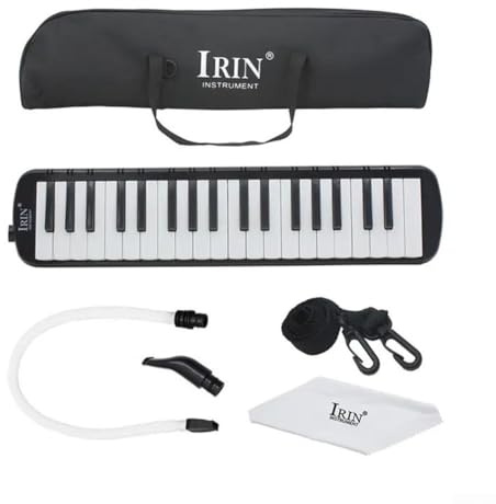 Zoegneer Melodica-Set mit 37 Tasten, bunt, mit Tragetasche, für Schüler und Anfänger, 6 Stück (schwarz)