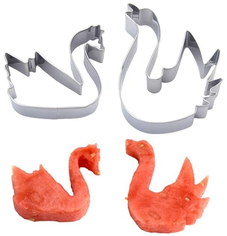 Duroecsain Keksform aus Edelstahl, Schwan Ausstecher - 2x Schwan Keksform aus Edelstahl | Robuste Keksprägeformen, Ausstechformen