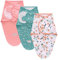 3 Pack Pucksack Baby 0-3 3-6 Monate Baby Decke Pucktuch Babyschlafsack Neugeborene Swaddle Decke aus 100% Bio-Baumwolle (Pinke Blume, L)