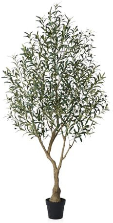 Verinatural Plante Artificielle Intérieur Extérieur 180cm Olivier Artificiel Arbre – Grande Plante avec 1638 Feuilles & 84 Fruits, Résistant UV – Décoration Maison Salon Bureau Balcon Fausse Plante