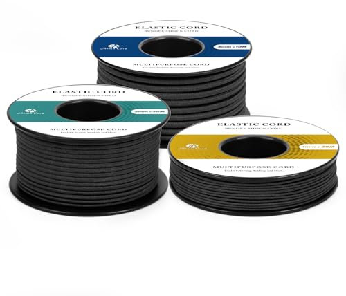 Abma Cord Filo Elastico 2mm x 10m Cordino Cordoncino Corda Elastica Tondo per Braccialetti, Gioielli, Perline, Campeggio - Nero