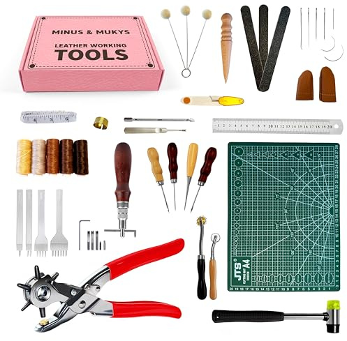 Professionelles Leder-Nähset, Premium-Werkzeuge für die Lederbearbeitung, inklusive Fäden, Nadeln, Ahle und mehr, perfekt für Lederhandwerk, Taschen, Schuhe und Zubehör, komplett und einfach zu