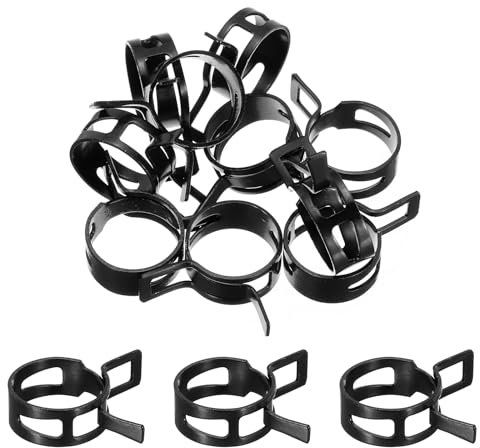 sourcing map 10 Pcs Fuel Line Clamps Spring Band Hose Clamps, 25mm Silicone Air Tube Vacuum Hose Water Pipe Low Pressure Clamps Assortment Kit, Black