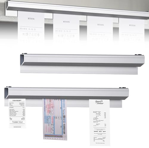 2 Stück Bonleiste Gastronomie, 30cm Bonschiene Aluminium Bonhalter Notizleiste Selbstklebend Klemmleiste Zettelhalter für Hold Orders Küche Bar Büro