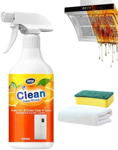 Kraftvoller Küchenschaumreiniger, verbessertes Mehrzweck-Reinigungsspray, schäumender Fettlöser für die Küche, für Dunstabzugshaube, Backofen, Kühlbox und Kochfelder
