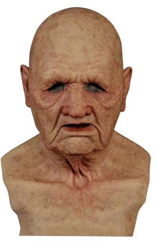 Cubierta facial realista para anciano,Cubierta facial realista para anciano | Juguetes de terror para la cabeza | Máscara de Halloween para fiesta temática, cubierta de látex espeluznante, casc