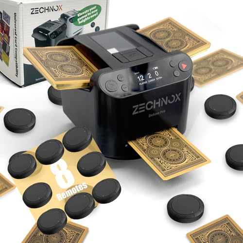 Barajador y distribuidor automático de cartas inteligente 3 en 1, distribuidor de cartas programable, barajador de cartas 2 barajas, rotación de 360°, ultra silencioso, recargable, soporta 12