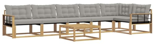 vidaXL Outdoor-Sofagarnitur 7 pcs Weiß und Hellgrau 79 x 79 x 37 cm, Garten Sofa für draußen, modernes Lounge Set, langlebige Möbel für die Terrasse, bequemes Sitzen