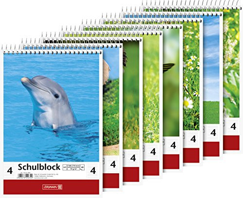 BRUNNEN Schulblock | A5, Lineatur 4, 40 Blatt, mehrfarbig