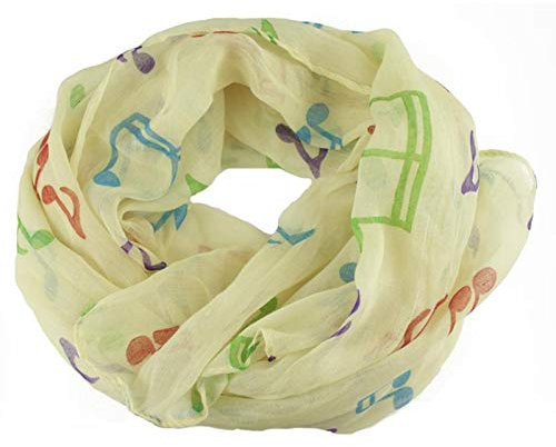 mugesh Schal Notenmix creme - Schönes Geschenk für Musikerinnen