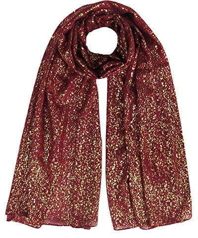 Lina & Lily Gold Glitter Damen Schal Hijab Wrap Multi Fuctional (Maroon)