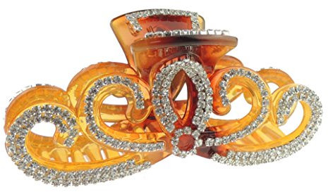 Glamour Girlz Pinza per capelli da sera con strass extra scintillanti, 11,5 cm, con fiocco a spirale grande (marrone)