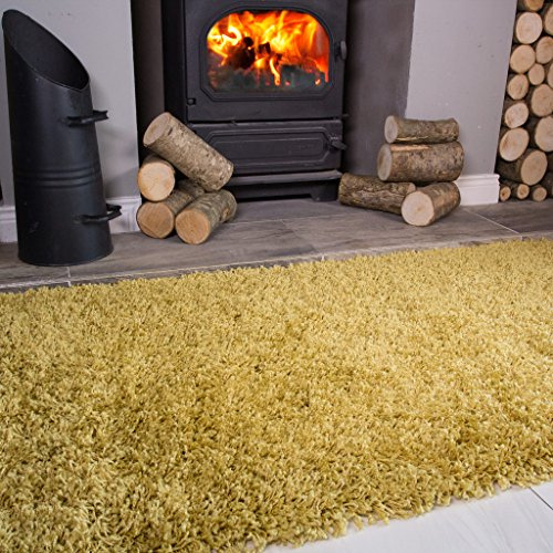 Ontario Ochre Mustard Yellow Gold Fireside Fireplace Mantelpiece Hearth Shaggy Shag Fluffy Living Room Area Rug
