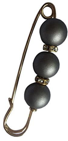 Baoblaze Perlen Sicherheitsnadeln Brosche Clip für Damen Schal Mantel Kleid, Mode Accessoire, Grau