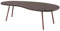 FineBuy Design Couchtisch 122 x 34,5 x 63 cm Akazie mit Metallbeinen Kupfer, Nierentisch Massivholz grau, Holztisch Tischbeine Metall, Cooler Massivholztisch, Tisch flach modern